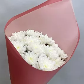 Букет белых хризантем «Ванильный пломбир»